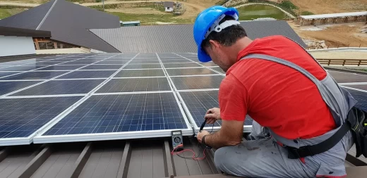 solar energy for commercial building roof worker
