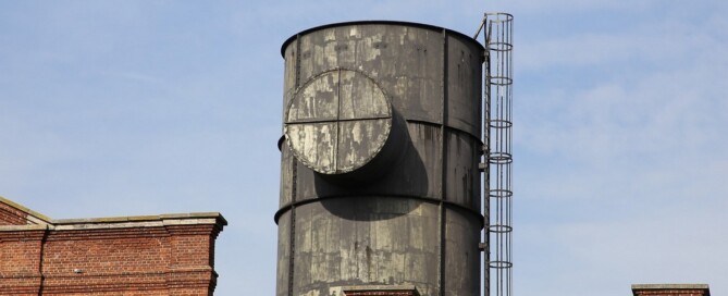 Building with water tanks in Edinburgh